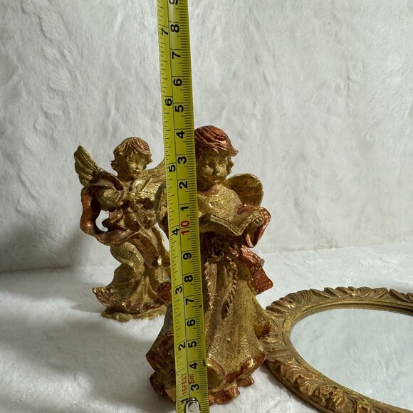 Angel Figurine Trio & Ornate Mirror Set Art Nouveau - Picture 4 of 6